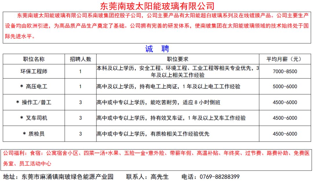 麻涌最新招聘信息